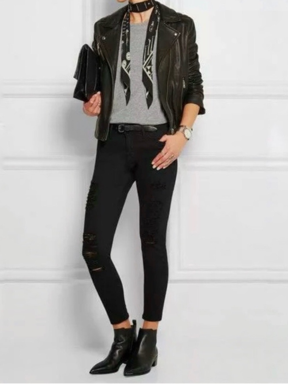 Black Frame High-Rise Distressed Skinny Jeans - Women